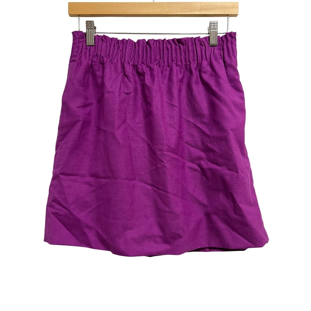 J.Crew Mini Skirt Womens 6 Purple Wool Blend Elastic Paperbag Waist Pockets‎